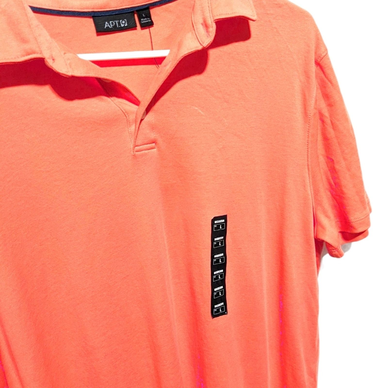 Apt. 9 APT. 9 Solid Orange Polo Style Collared Shirt Men's Large Size US L / EU 52-54 / 3 - 2 Thumbnail