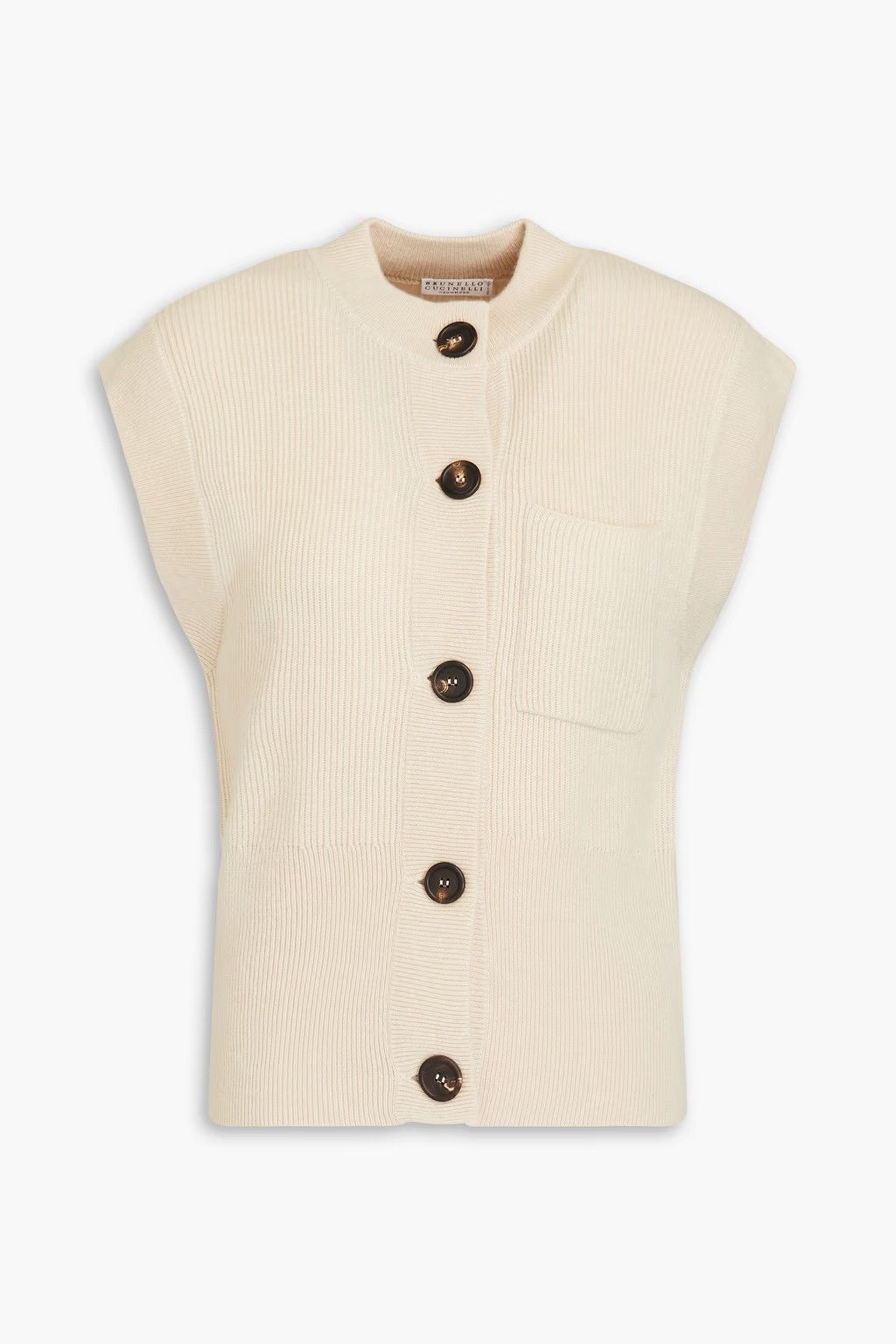 Brunello Cucinelli o1y0725 Sleeveless Cardigan in Beige Size XS / US 0-2 / IT 36-38 - 1 Thumbnail