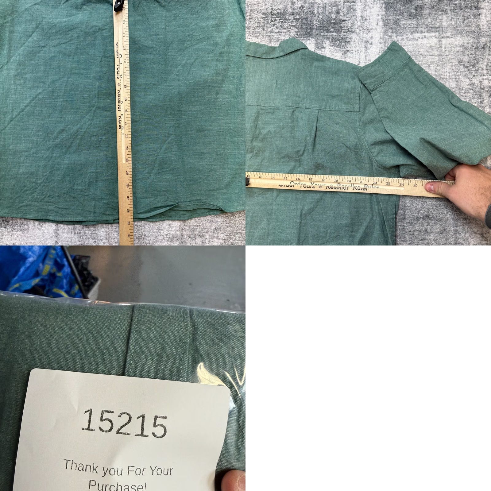 Vintage L.L. Bean Button-Up Shirt Womens XL Green Chambray Cotton Stretch Roll Tab Sleeve Fall Spring Summer Winter Regular Fit Size XL / US 12-14 / IT 48-50 - 8 Thumbnail