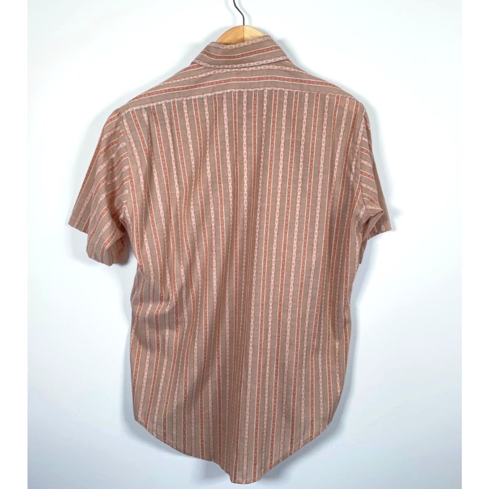 Vintage VINTAGE Donegal Shirt Mens Large Brown Geometric Stripe Cotton Blend Big Collar Shirt Size US L / EU 52-54 / 3 - 2 Thumbnail