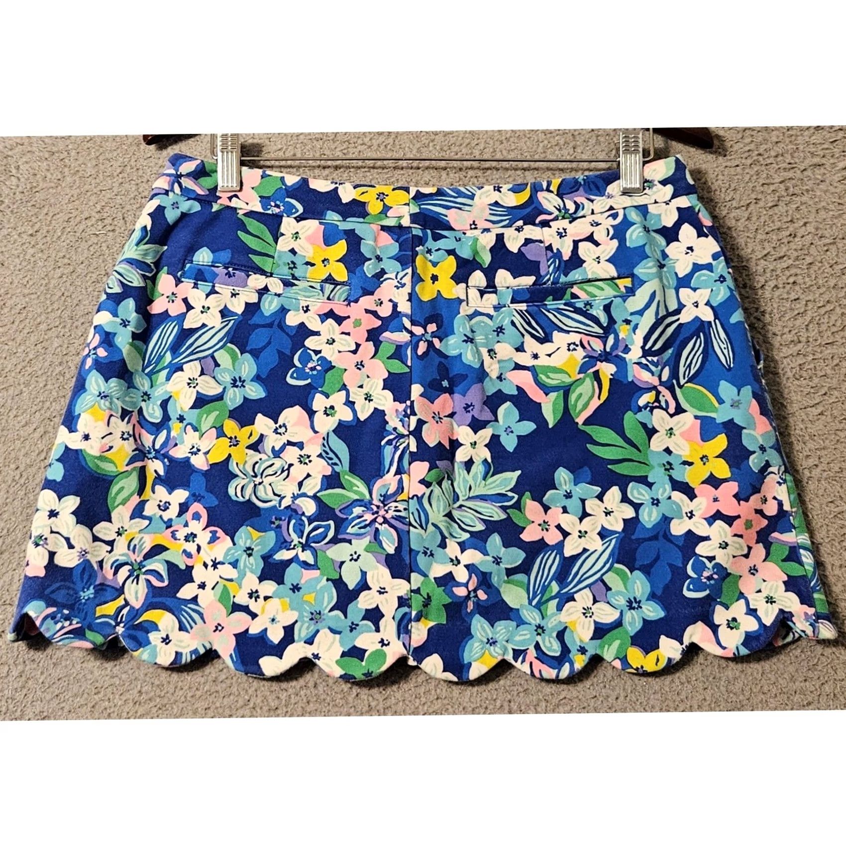 Lilly Pulitzer Lilly Pulitzer Skort Women's Size 8 Blue Floral Scalloped Hem Size ONE SIZE - 2 Thumbnail