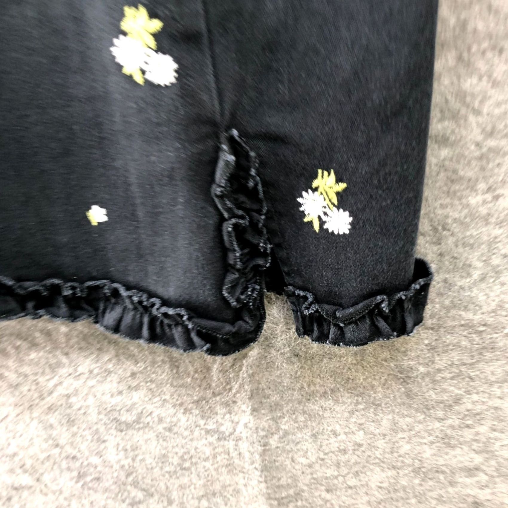 Urban Outfitters VINTAGE Urban Outfitters Wren Embroidered Ruffle Mini Dress XS Black Cotton Blend Cami Size XS / US 0-2 / IT 36-38 - 5 Thumbnail