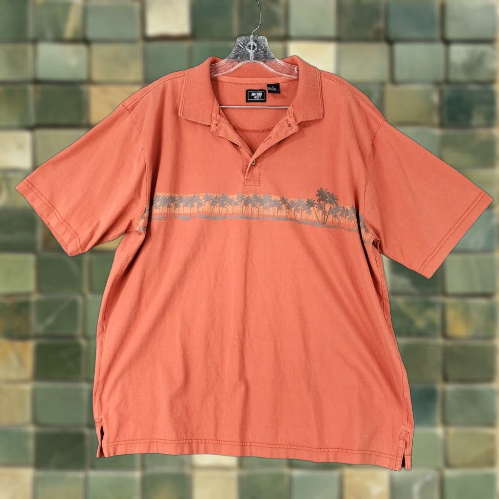 Vintage Junction West Polo Shirt Mens Short Sleeve Palm Tree Orange Red Size L Size US L / EU 52-54 / 3 - 1 Thumbnail