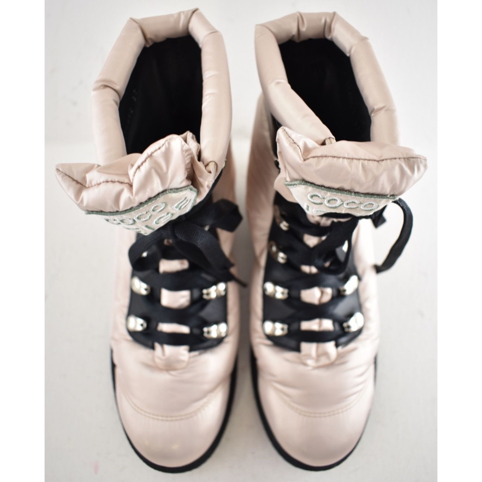 Chanel Chanel Coco Neige Pink Black CC Logo Combat Boots 37 Size US 7 / IT 37 - 10 Thumbnail