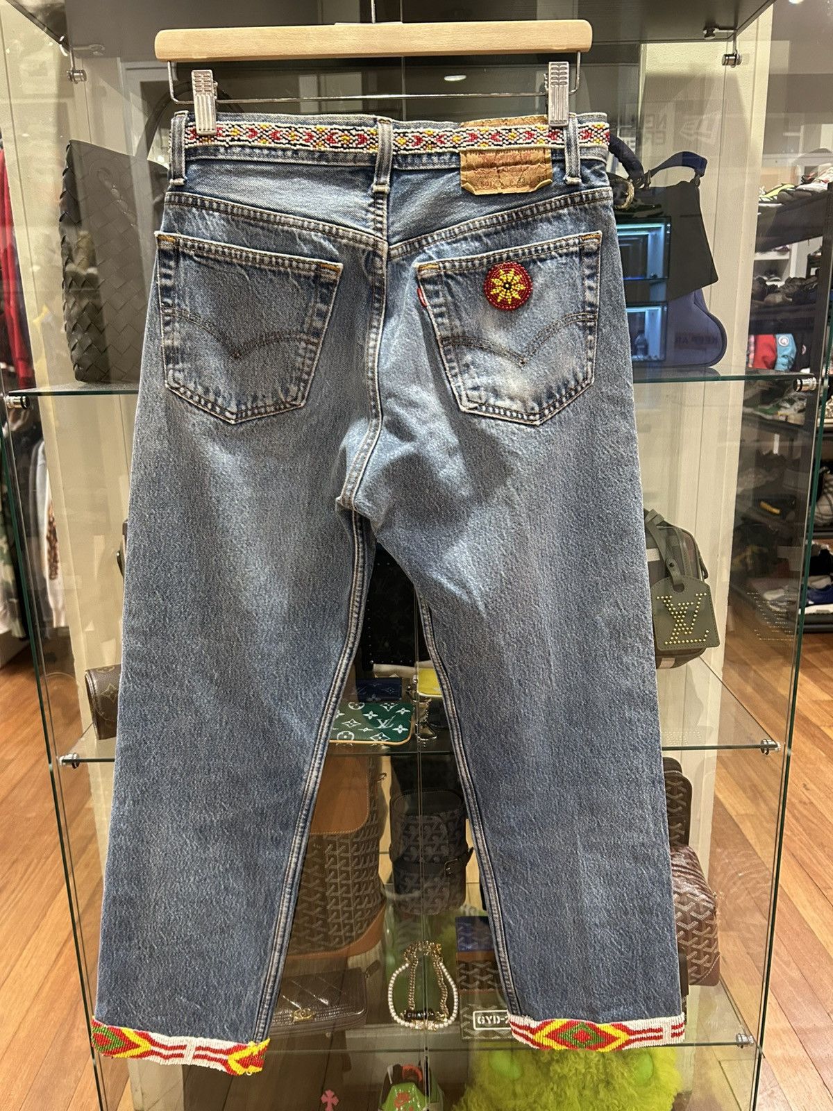 Bergdorf Goodman Bergdorf Goodman X Levis Hand Beaded 501 Jeans Size US 33 - 2 Thumbnail