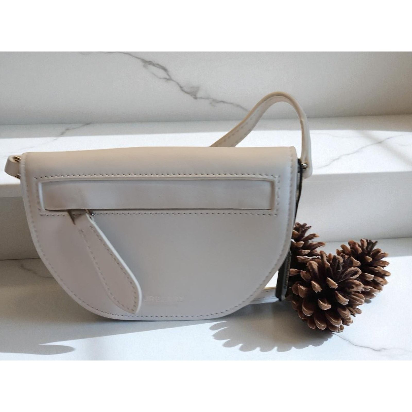 Burberry New - Burberry Olympia Micro Mini Leather Shoulder Bag White Size ONE SIZE - 13 Thumbnail