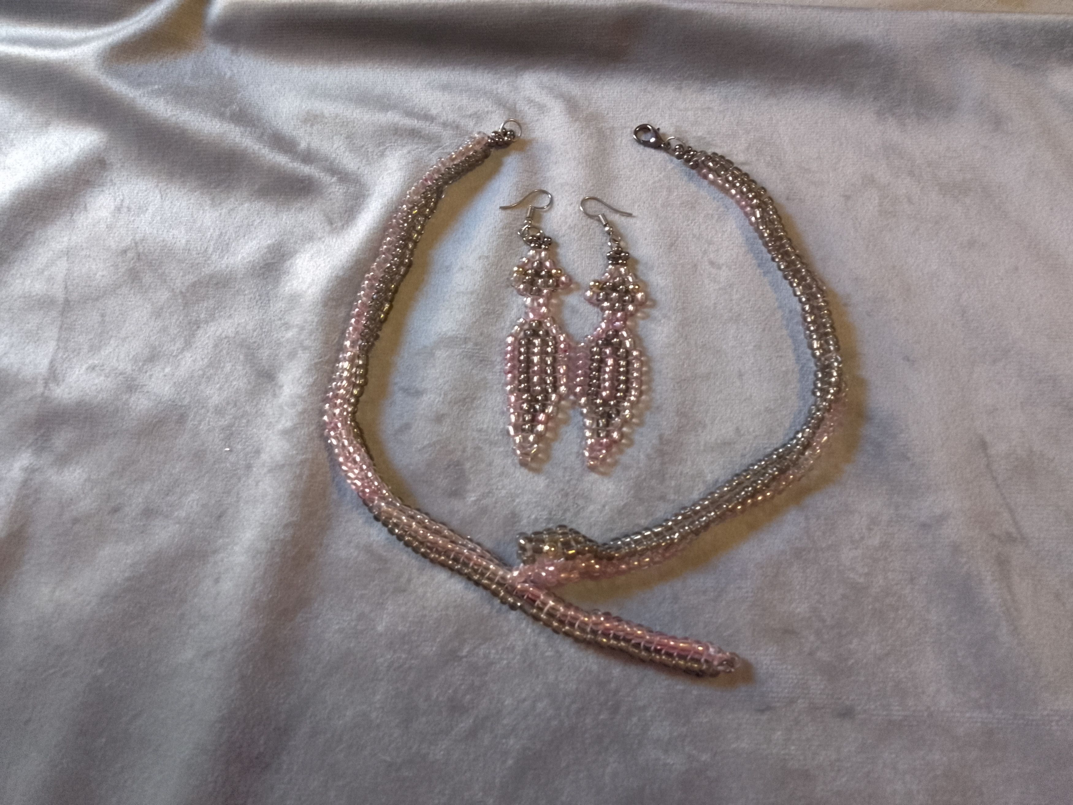 Handmade Necklace Snake shape metallic glass. Earrings Size ONE SIZE - 6 Thumbnail