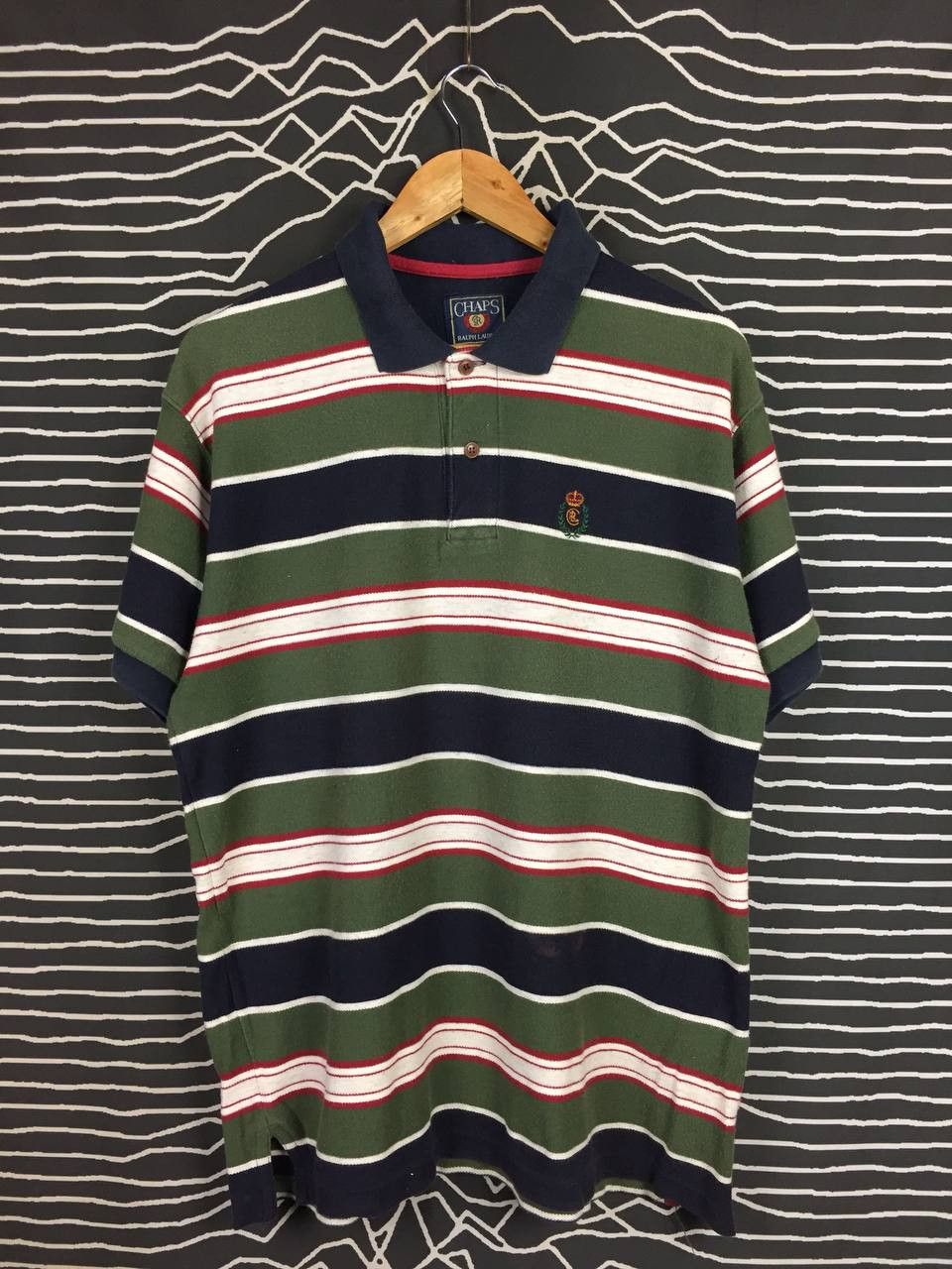 Chaps Ralph Lauren Vtg Chaps Ralph Lauren Crest Logo Striped Polo Shirt Size US L / EU 52-54 / 3 - 1 Thumbnail