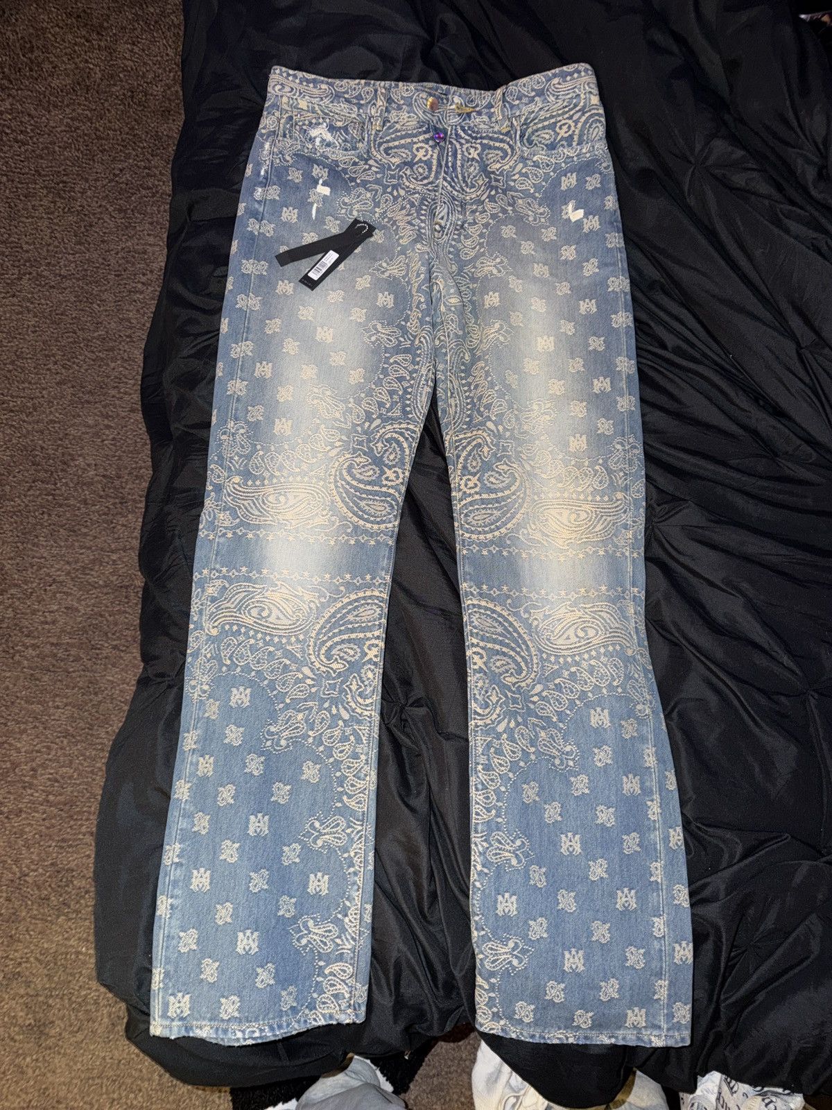Amiri Amiri Bandana Jacquard Straight Leg Jeans Size US 31 - 2 Thumbnail