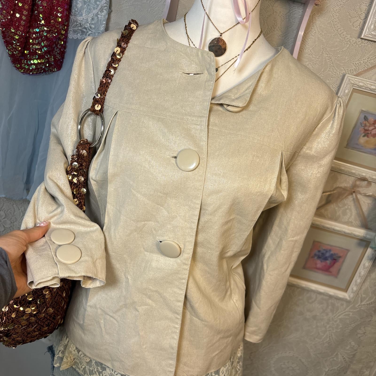 Other y2k shimmery gold office siren pea coat Size XL / US 12-14 / IT 48-50 - 3 Thumbnail