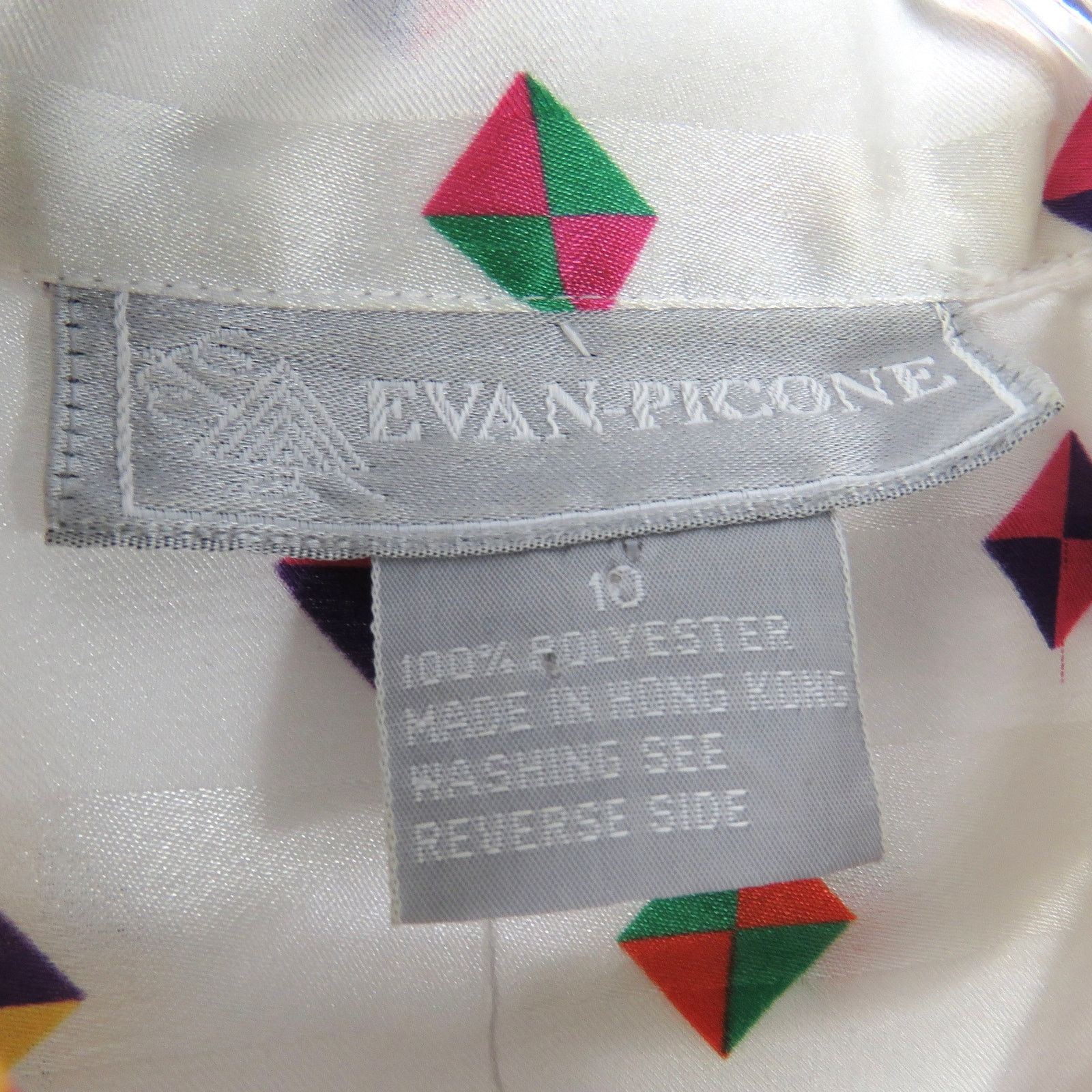 Vintage 1980s Rainbow Vintage Satin Blouse Pussybow Neck Medium Size M / US 6-8 / IT 42-44 - 4 Thumbnail