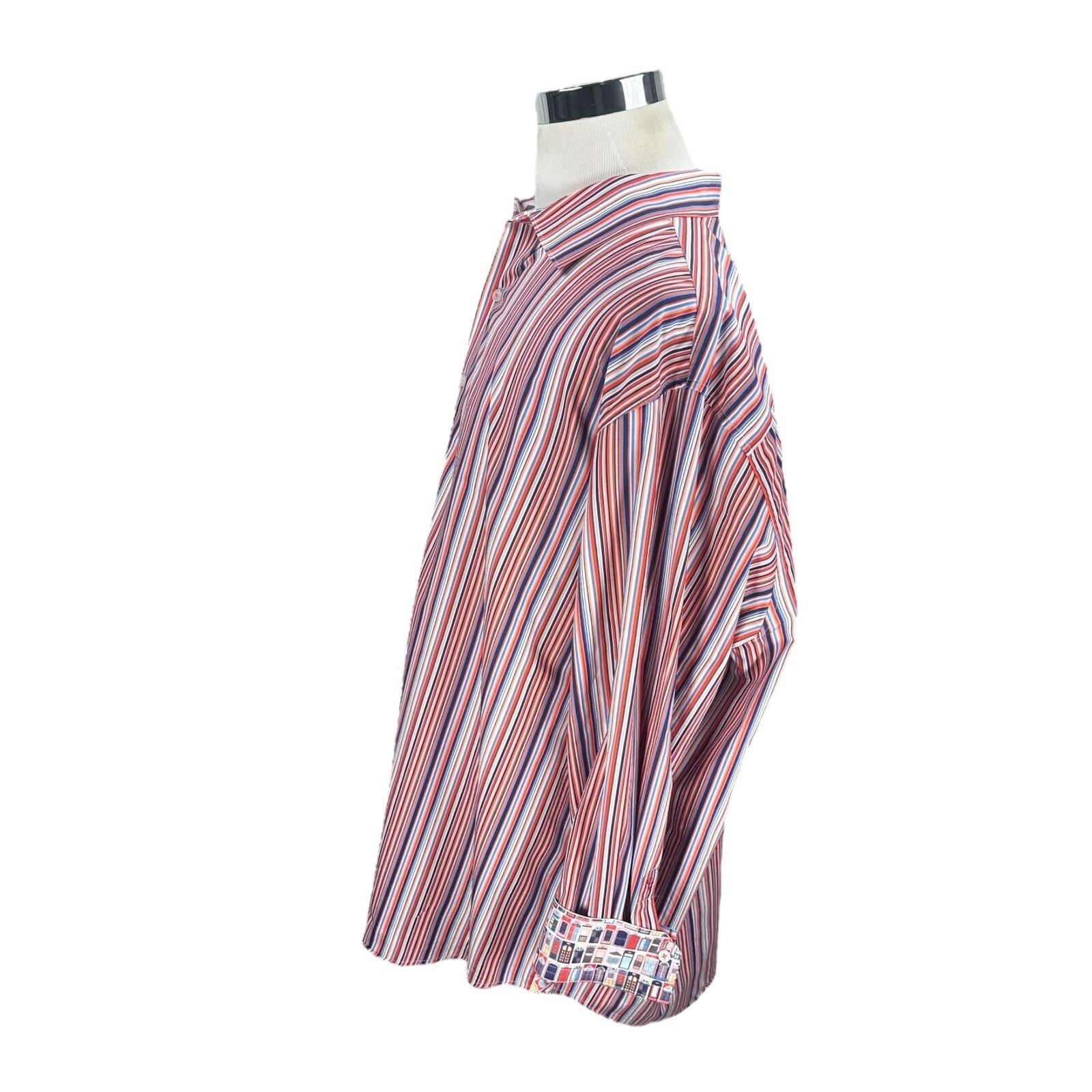 Robert Graham Robert Graham Shirt 3XL Multi Striped Doors Flip Cuff Button Size US XXL / EU 58 / 5 - 4 Thumbnail