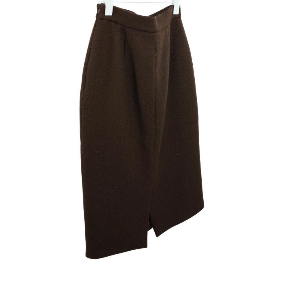 Prada Prada Brown Wool Midi Skirt Size M Size 32" / US 10 / IT 46 - 2 Thumbnail
