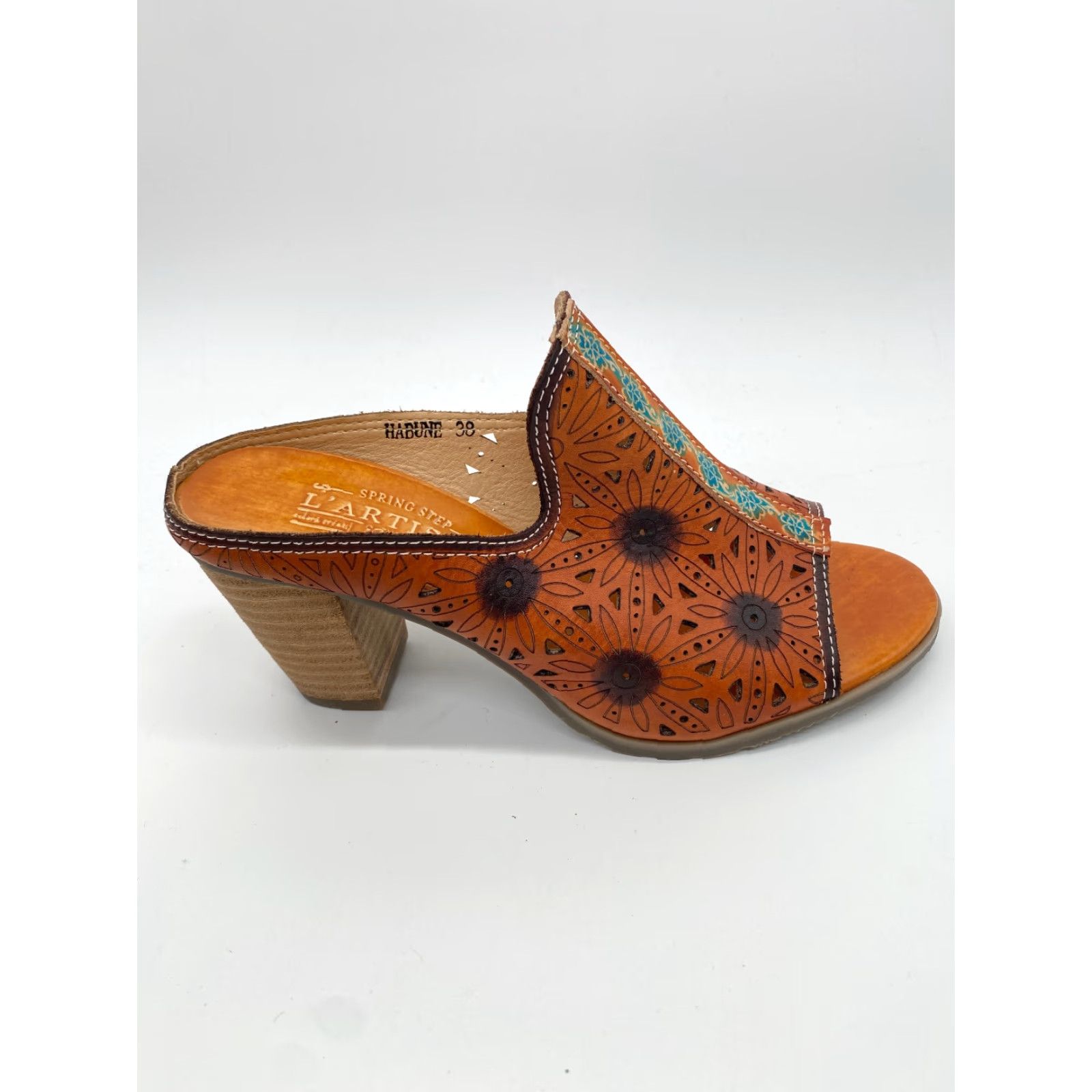 Vintage Spring Step L’artiste X Floral Sandal Women Leather Brown Size 38 US 7.5 Slip-On Shoes Size US 8 / IT 38 - 6 Thumbnail