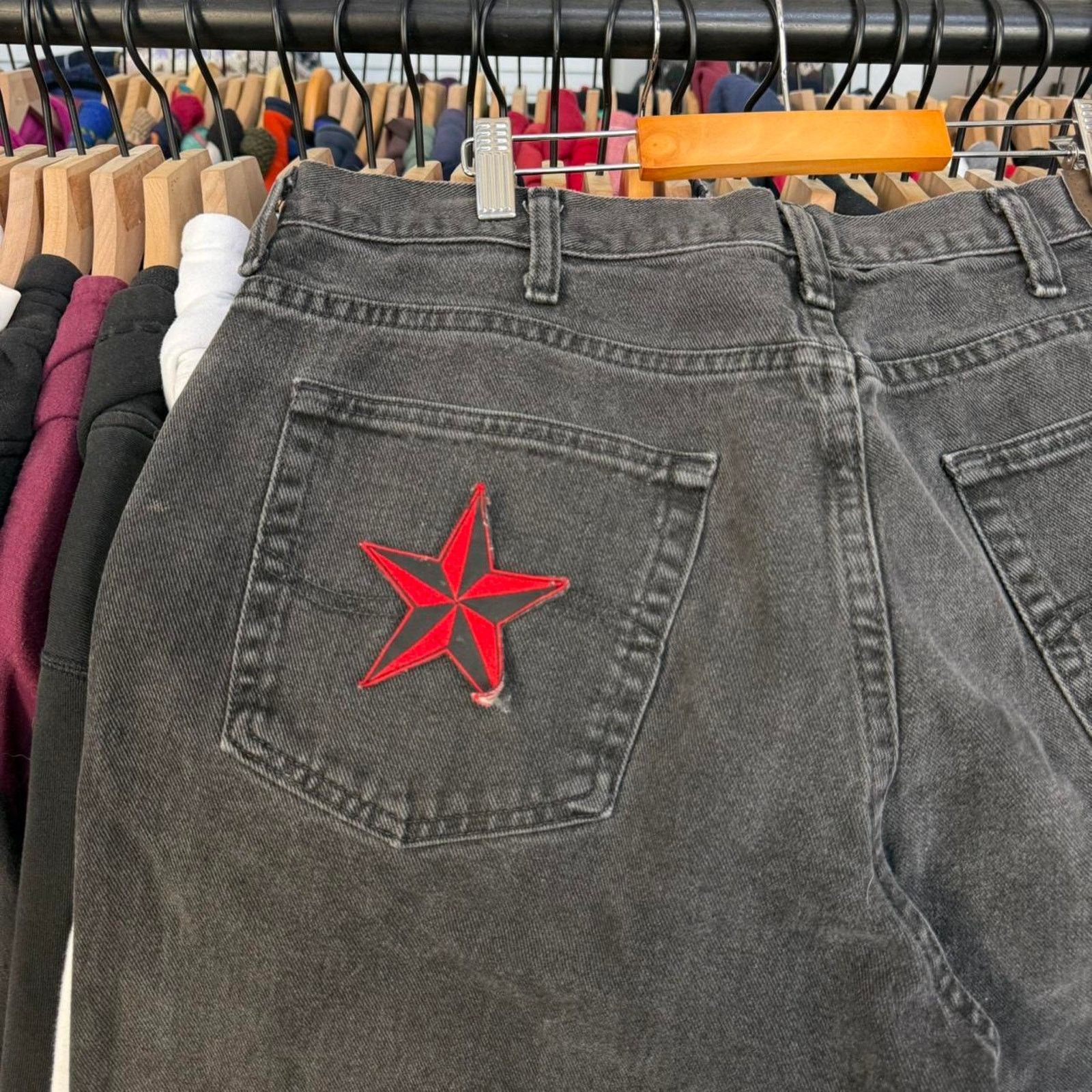 Wrangler Vintage Y2K Faded Wrangler Red Star Custom In Black and Red Size US 38 / EU 54 - 1 Thumbnail