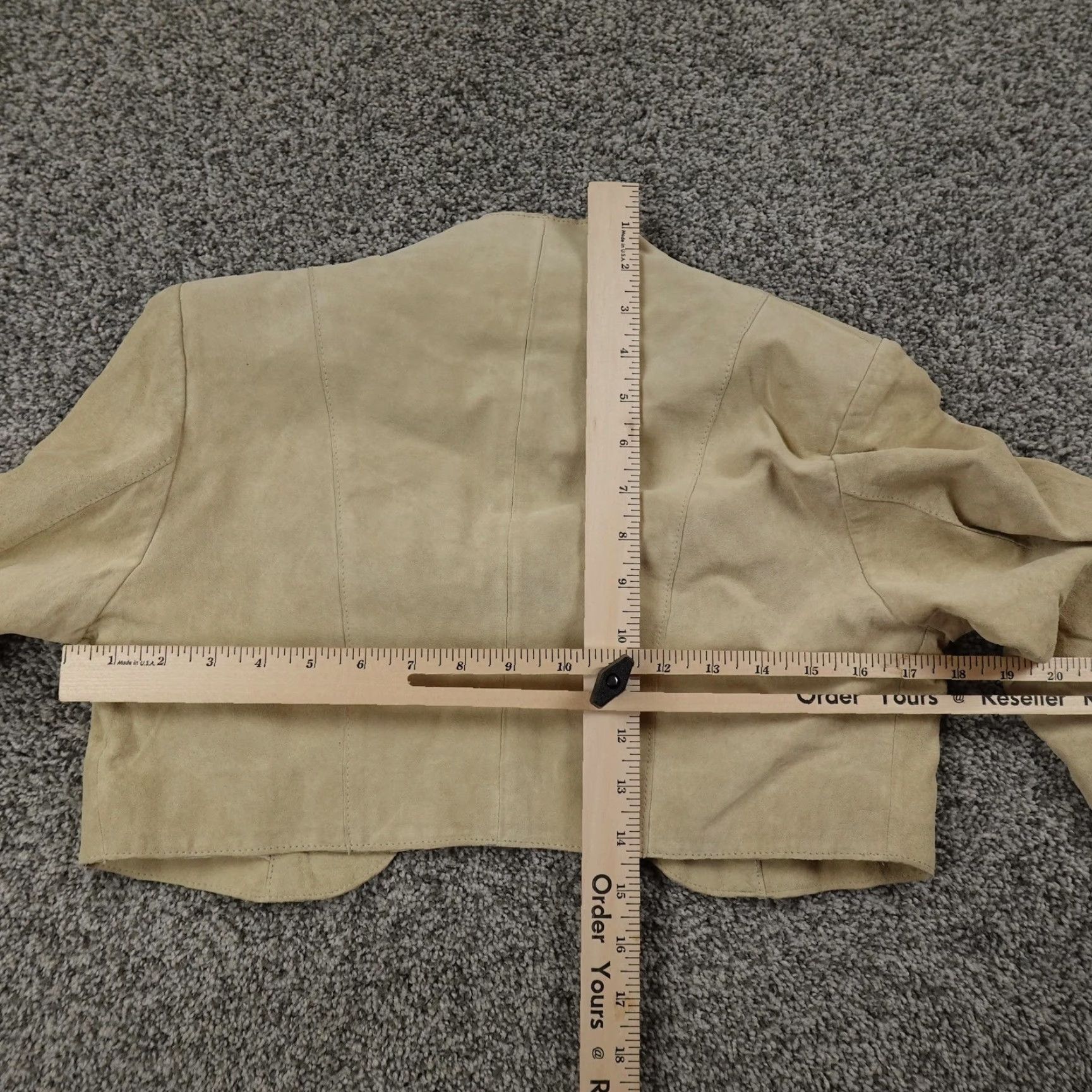 White House Black Market WHBM Jacket Womens 4 Beige Tan Suede Leather Open Front Lined Crop Bolero Coat Shirt Womens 4 Beige Tan Suede Size S / US 4 / IT 40 - 5 Thumbnail