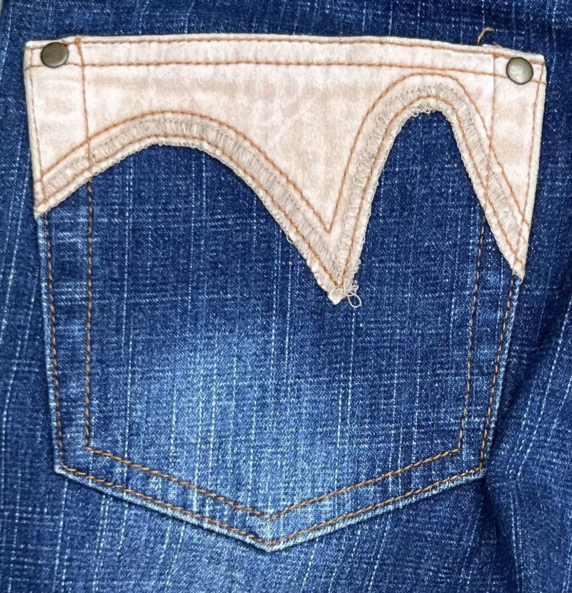 Japanese Brand 💥 LEATHER PATCHWORK FLARED 💥 HIT IT OFF Jeans Size US 27 - 24 Thumbnail