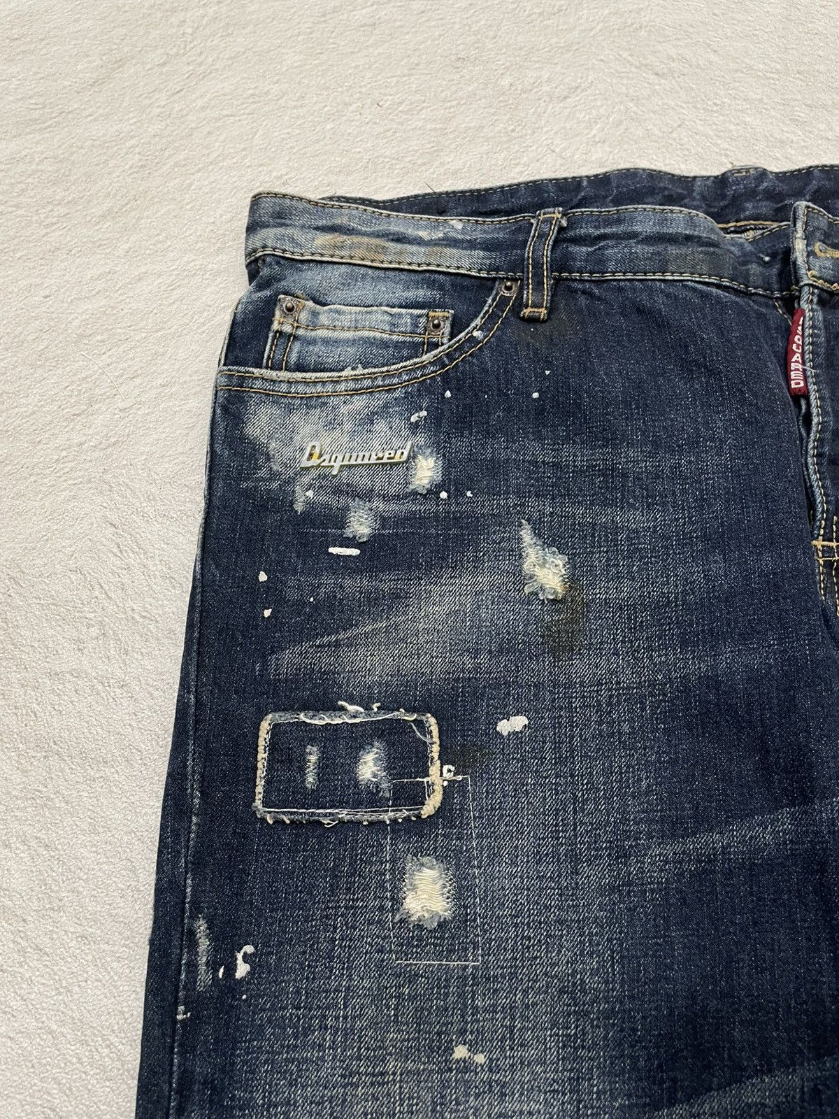 Japanese Brand Dsquared Heavy Distressed Denim Paint Splatter Dirty Washed Size US 37 - 14 Thumbnail