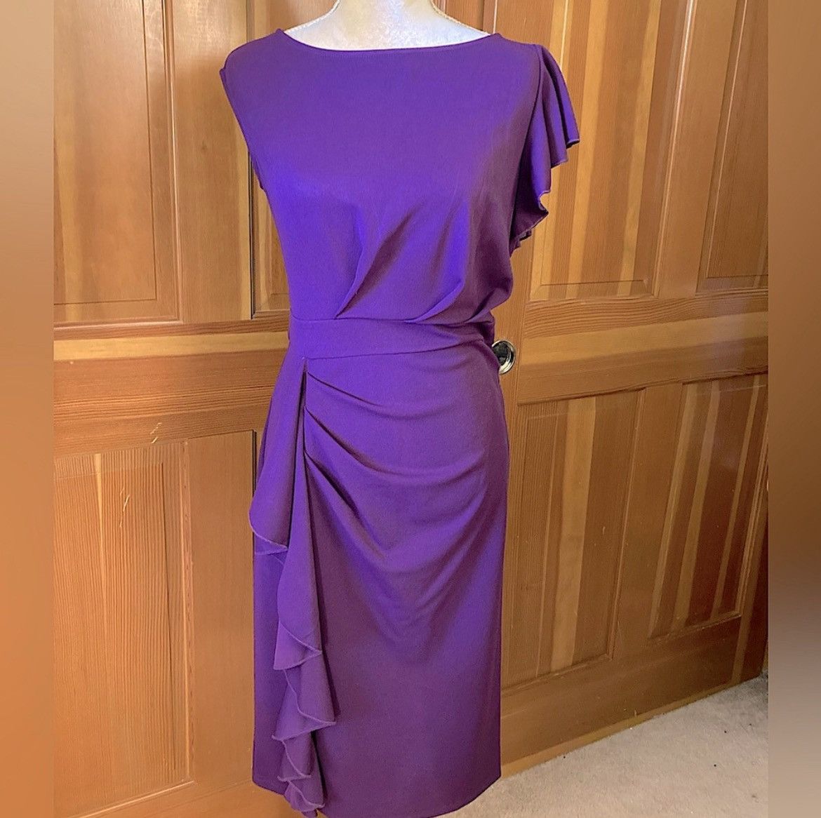 Designer × Other Nwt, Women’s Lavishly Paris Purple Side Ruffle Midi Dress Size S / US 4 / IT 40 - 2 Thumbnail