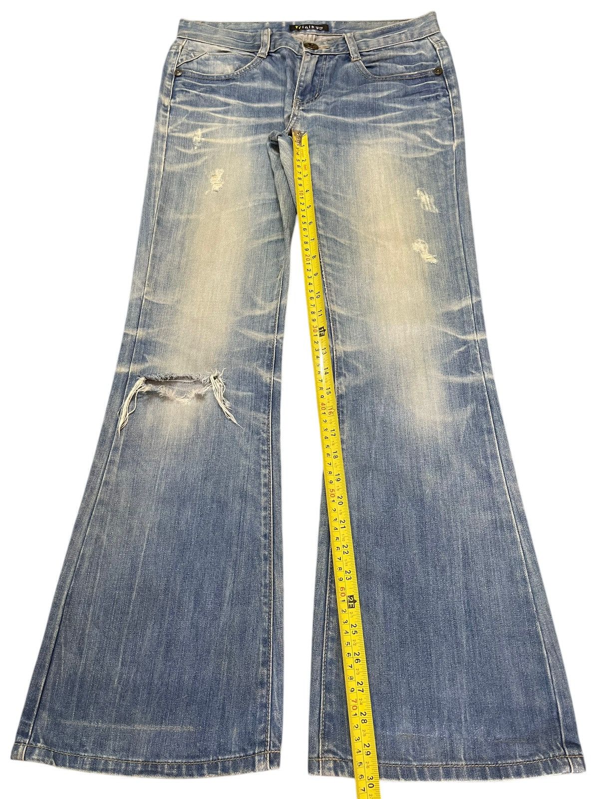 If Six Was Nine Vintage Japanese Brand Mud Faded Wash Distress Flare Jeans Size US 31 - 13 Thumbnail