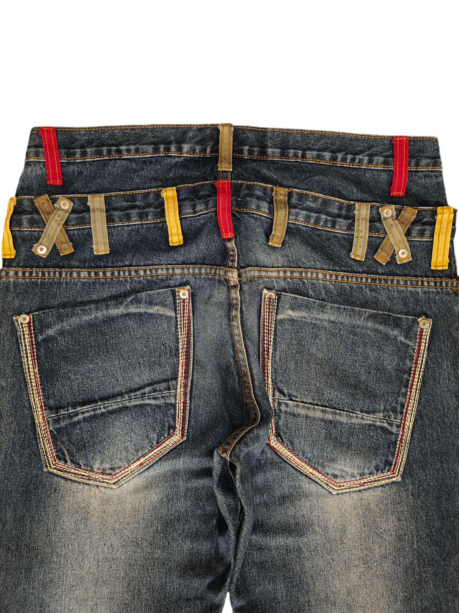 Comme des Garcons × Undercover Amore Puro Double Waist Clawmark Faded Jeans Undercover Ppfm Size US 35 - 13 Thumbnail