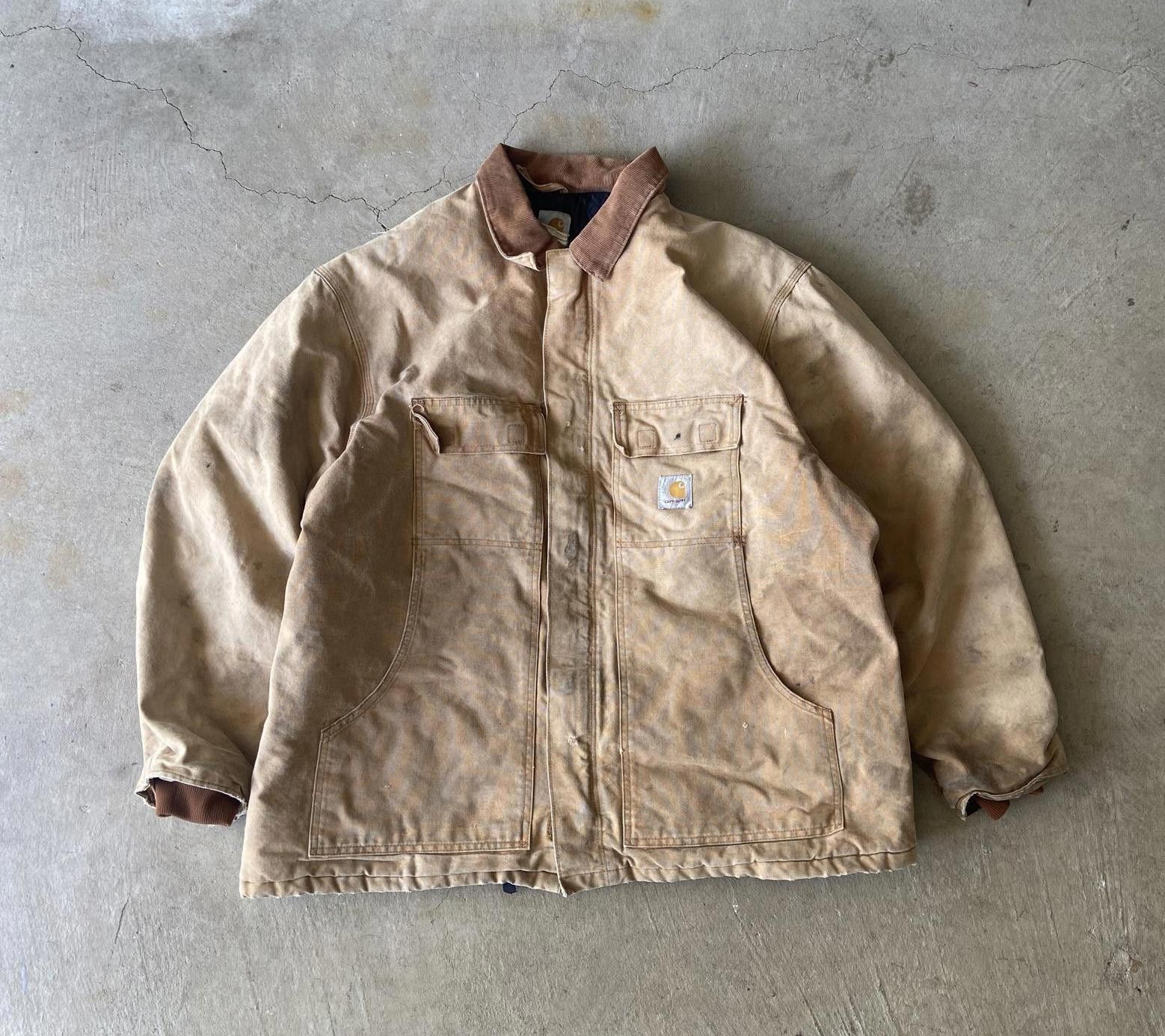 image of Carhartt Thrashed Traditional Tan Chore Jacket, Men's (Size 2XL)