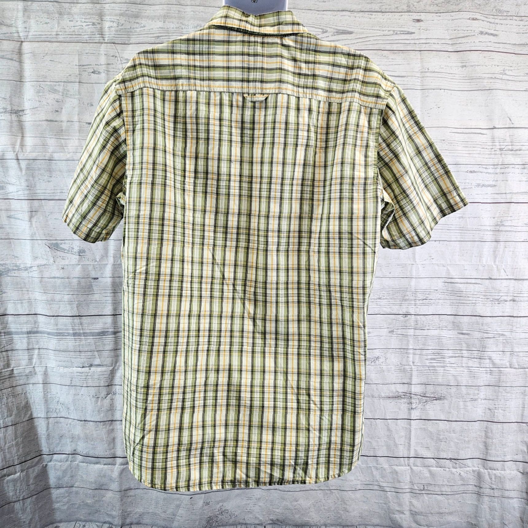 Vintage Columbia Button Front Shirt Mens Large Plaid Short Sleeve Green Yellow Vented Size US 33 - 3 Thumbnail