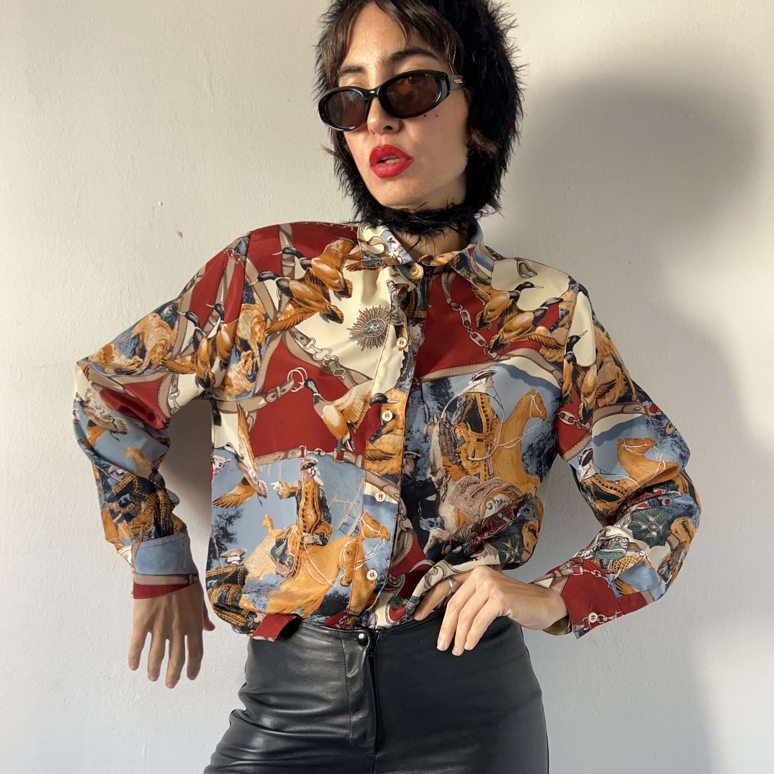 Vintage Vintage 90s novelty print blouse Size S / US 4 / IT 40 - 5 Thumbnail