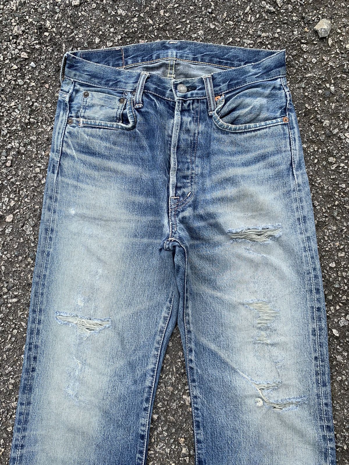 Jean × OMNIGOD × Vintage OMNIGOD JAPANESE BUTTON FLY SELVEDGE DISTRESSED DENIM🎌 Size US 28 / EU 44 - 8 Thumbnail