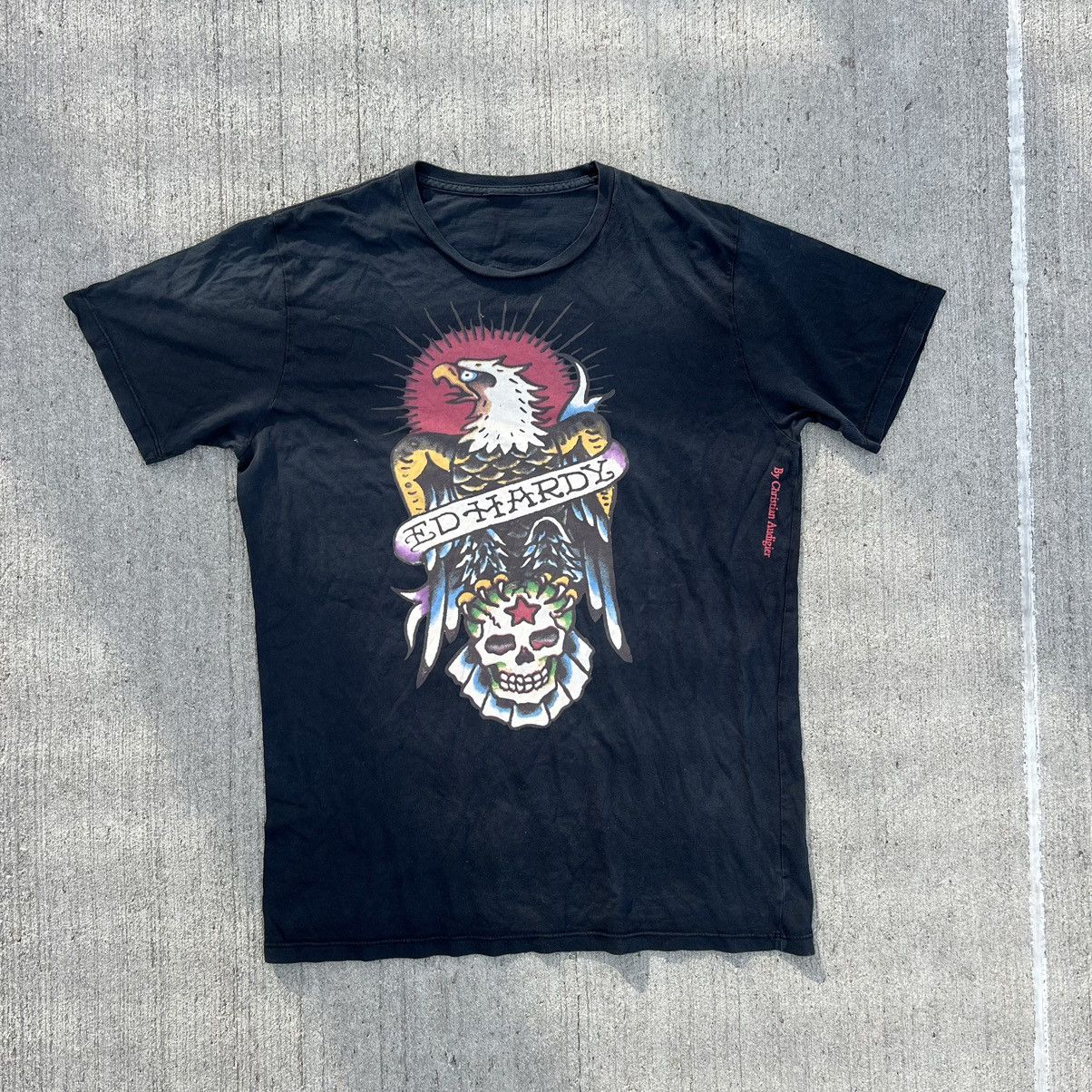 Christian Audigier × Ed Hardy × Vintage Ed hardy Christian audigier Y2K black flag tee drip crystal Size US L / EU 52-54 / 3 - 1 Thumbnail