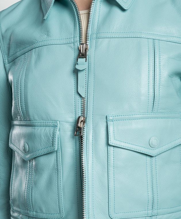 Tom Ford o1w1db10525 CSL736 Leather Jacket in Light Blue Size XS / US 0-2 / IT 36-38 - 2 Thumbnail