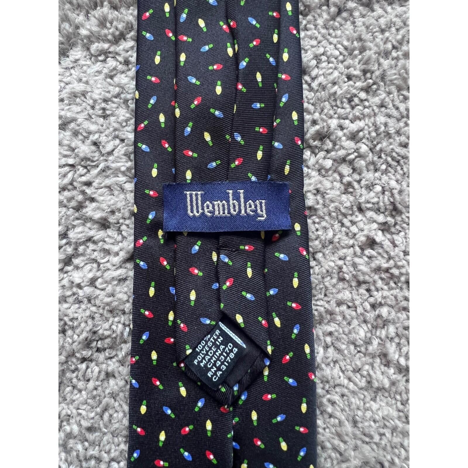 Other Wembley Boys Christmas Clip-On Tie Black Holiday Light Bulbs Size ONE SIZE - 2 Thumbnail