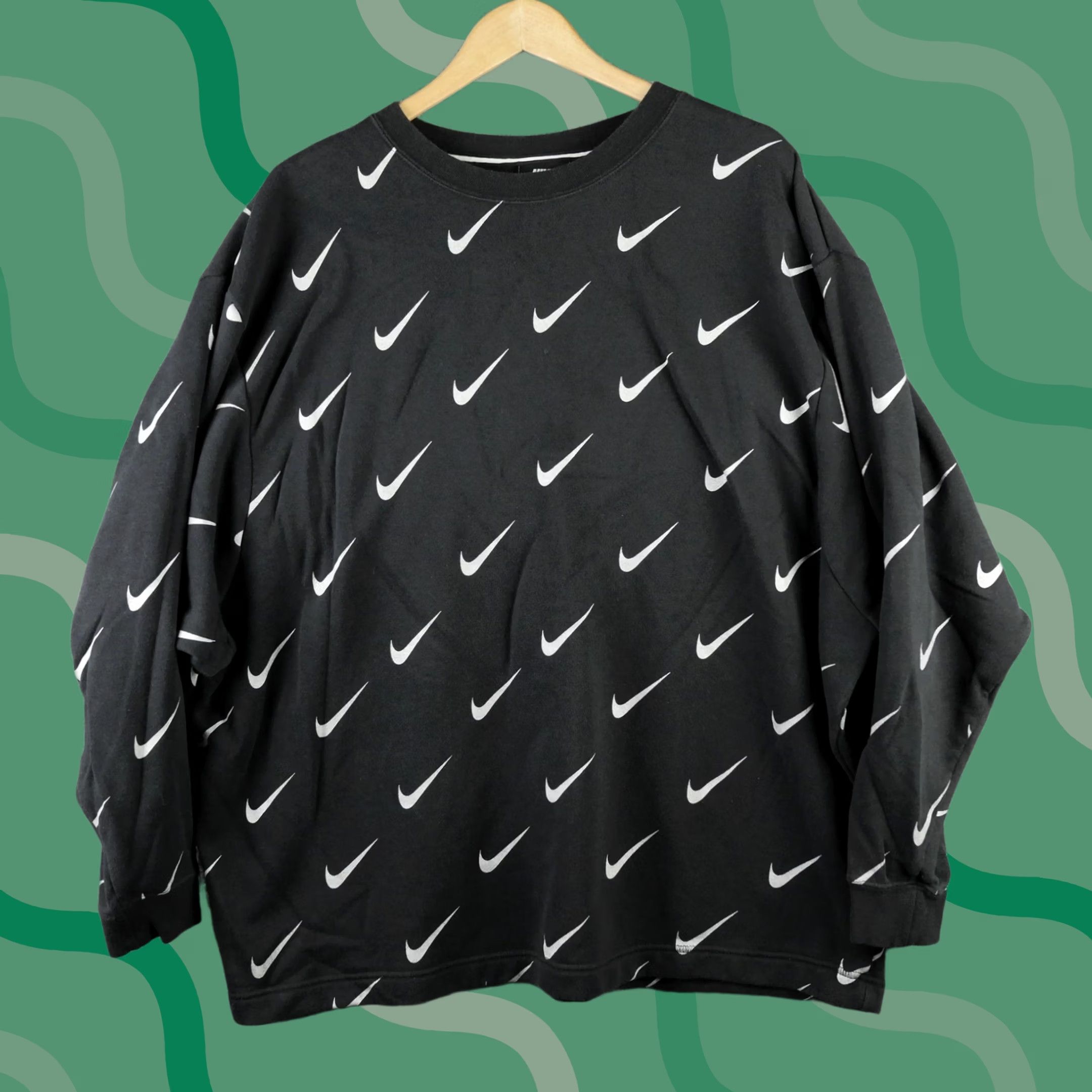 Nike Nike Sweatshirt Mens XL Black Swoosh Print Crewneck Pullover Fleece CJ5020-010 Size US XL / EU 56 / 4 - 1 Thumbnail