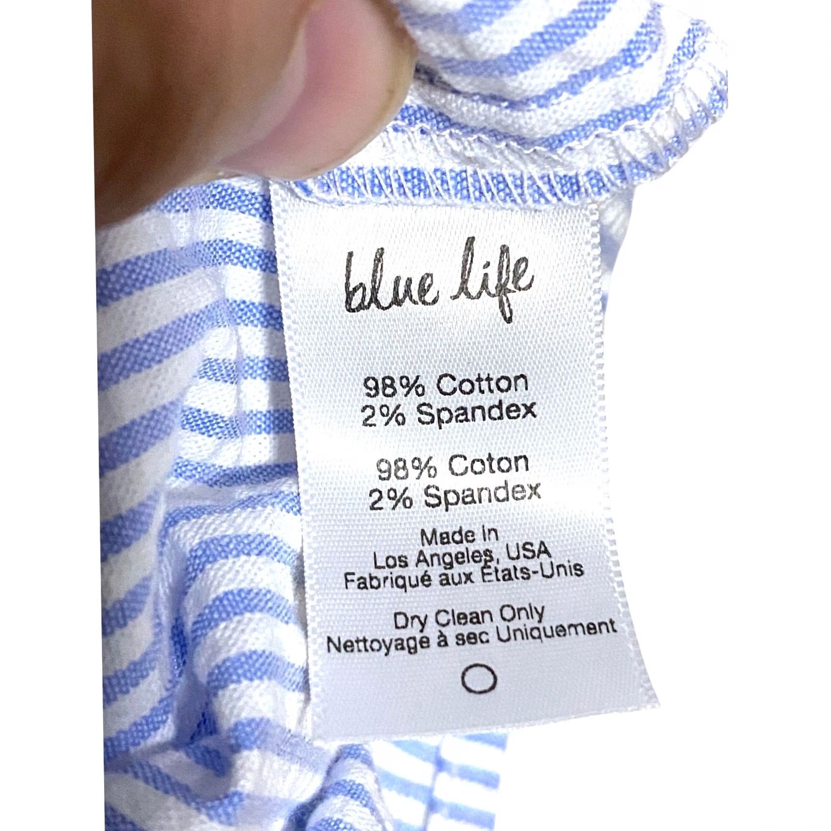 Vintage Blue Life Blue White Striped Ruffle Romper Womens L Beachy Vacation Summer Cruise Nautical Striped Romper Womens L Girls Mens Size 36" / US 14 / IT 50 - 8 Thumbnail