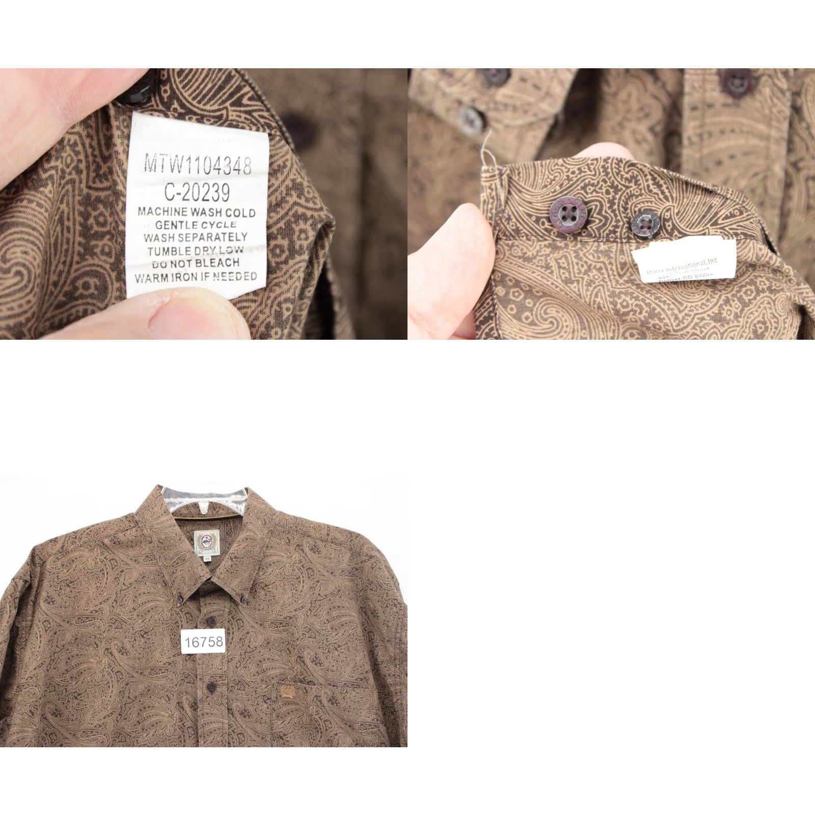 Vintage Cinch Shirt Mens XL Long Sleeve Button-Down Brown Paisley Print Western EUC Size US XL / EU 56 / 4 - 8 Thumbnail