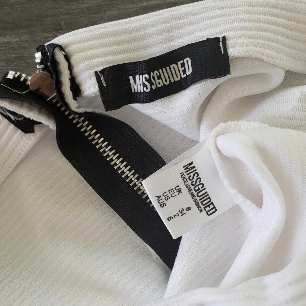 Designer White Asymmetrical Missguided High Waisted Mini Size 26" / US 2 / IT 38 - 3 Thumbnail