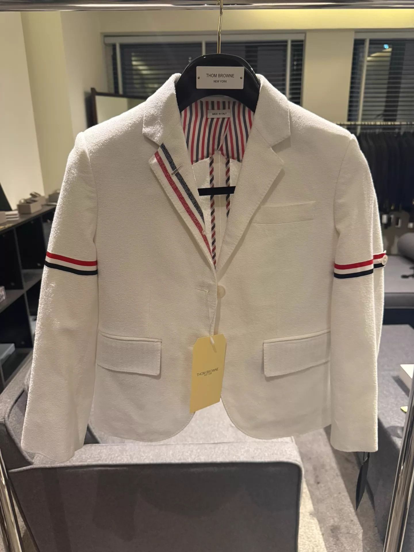 Thom Browne Thom Browne Women's White Double Sleeve Stripe Blazer Size S / US 4 / IT 40 - 1 Thumbnail