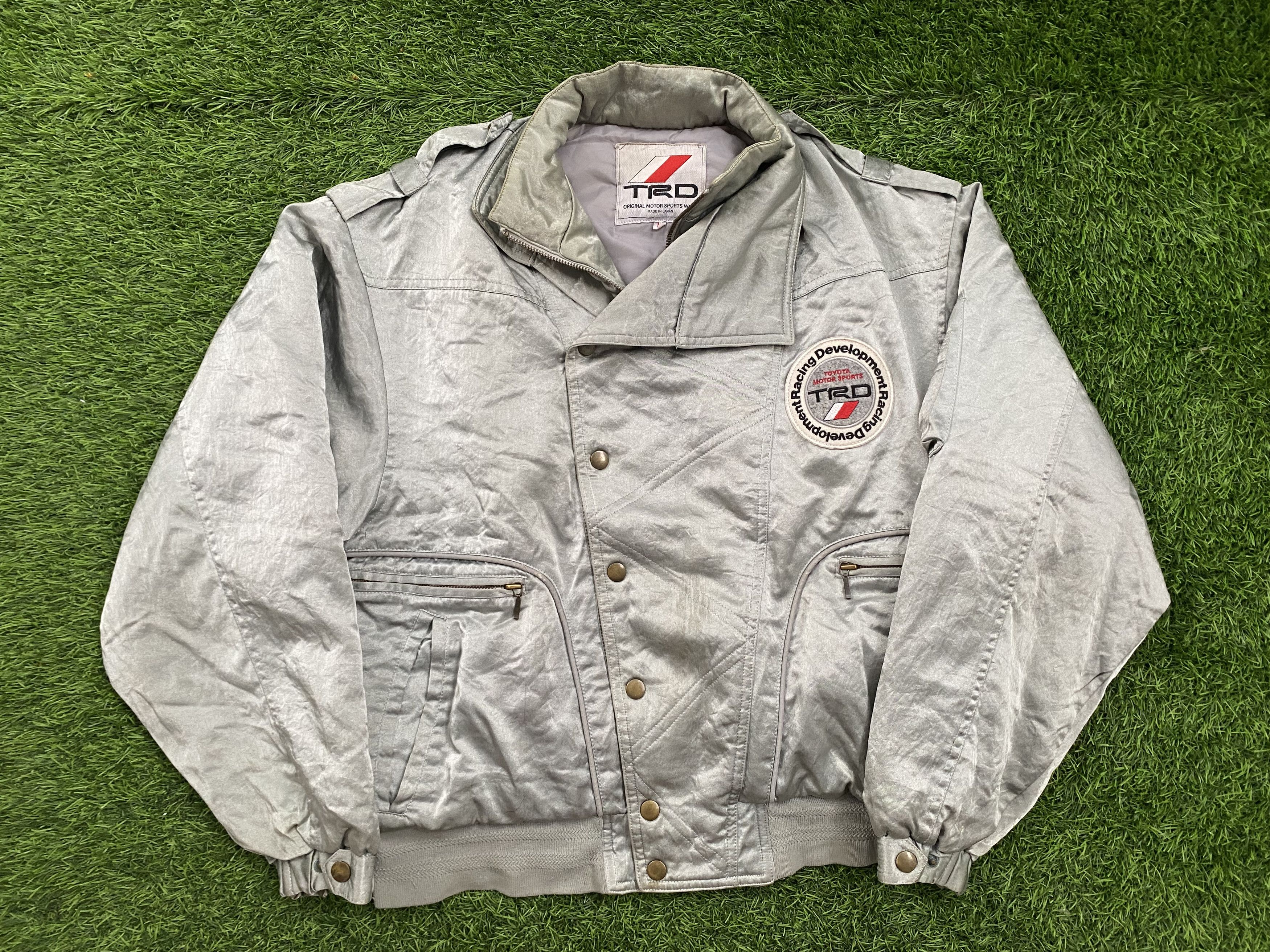 image of Gear For Sports x Racing Vintage Trd Toyota Racing Bikers Jacket in Silver, Men's (Size Medium)