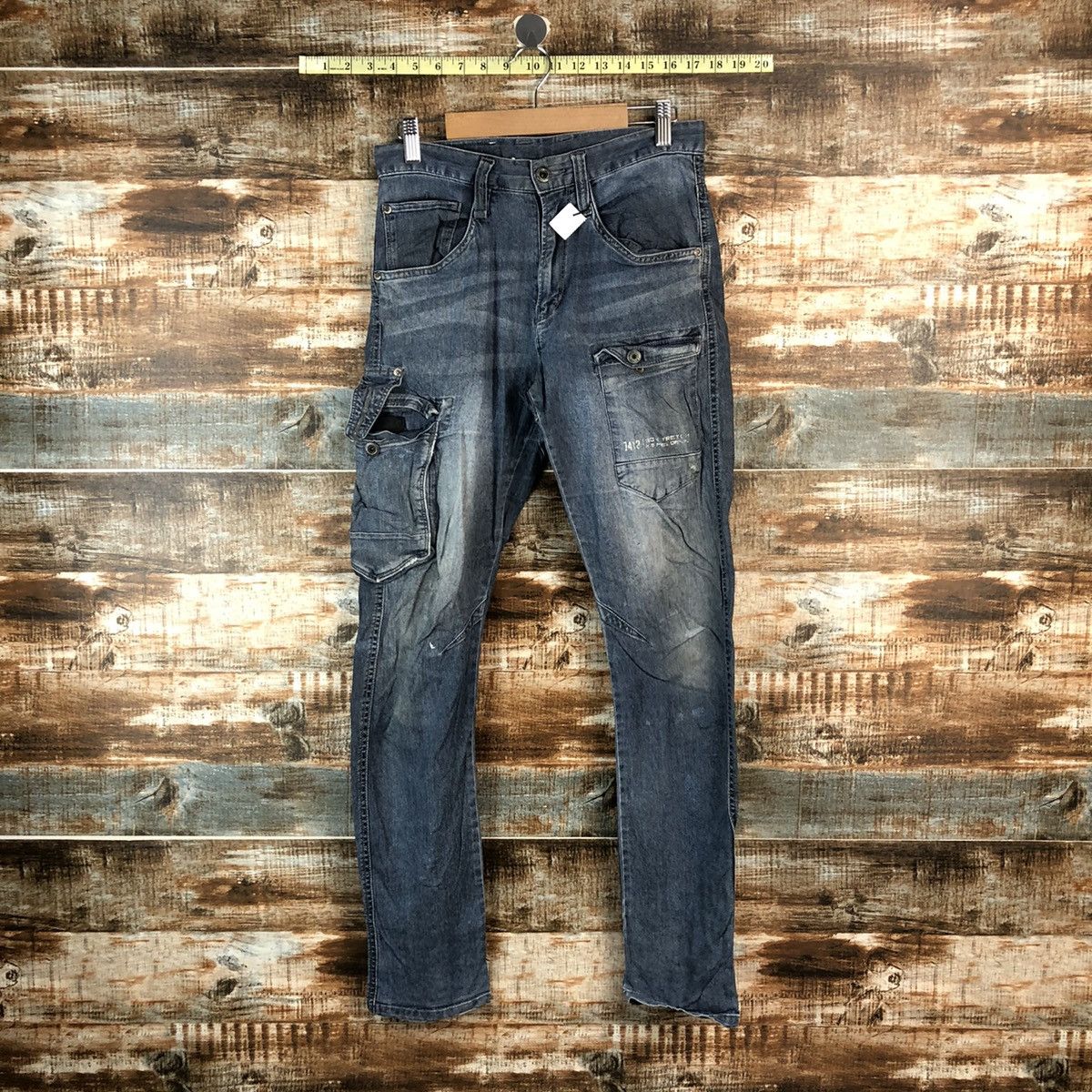 Japanese Brand Iz Frontier Blue Multipocket ripped Denim Pants #A2162 Size US 29 - 1 Thumbnail
