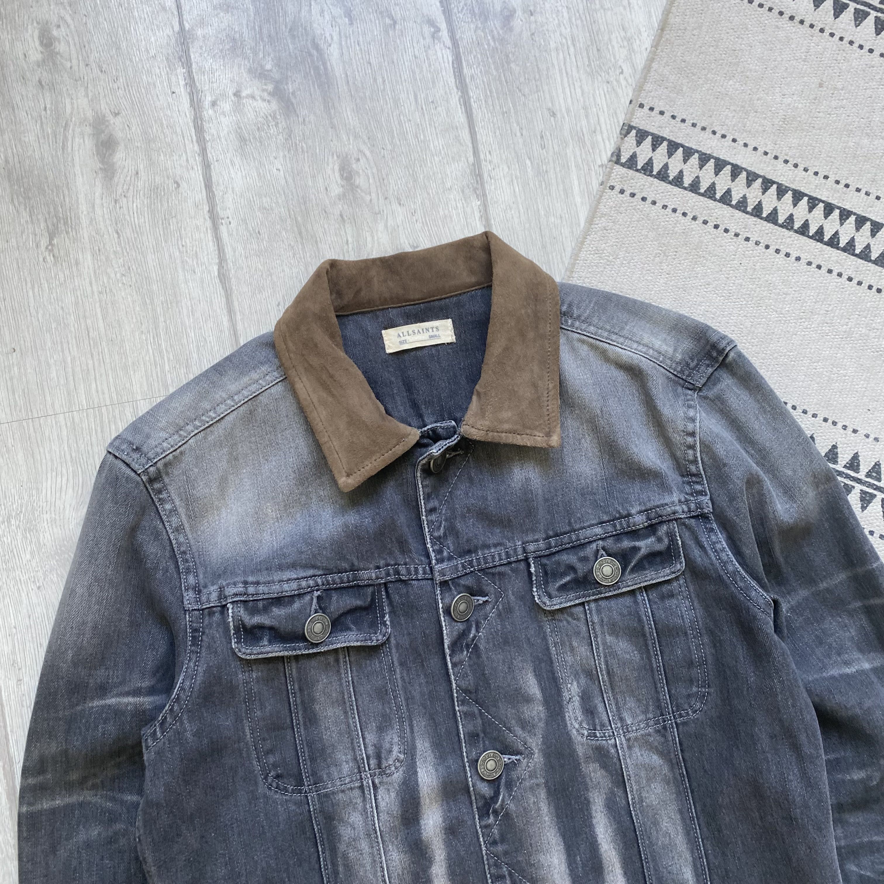 Allsaints ALLSAINTS Denim jacket suede neck Faded Garay Size US S / EU 44-46 / 1 - 2 Thumbnail