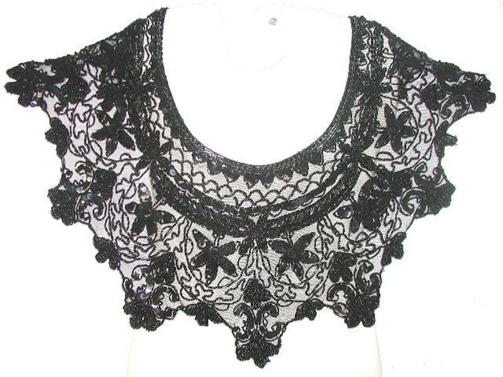 Designer Sequin Scarf Shawl Black Netting Without Fringes Size ONE SIZE - 1 Preview