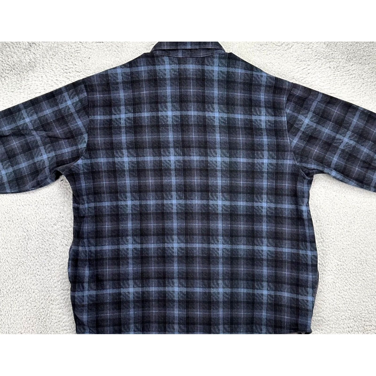 Wrangler Wrangler Shirt Adult XL Blue Plaid Fleece Shacket Button Up Flap Pockets Mens Size US XL / EU 56 / 4 - 3 Thumbnail