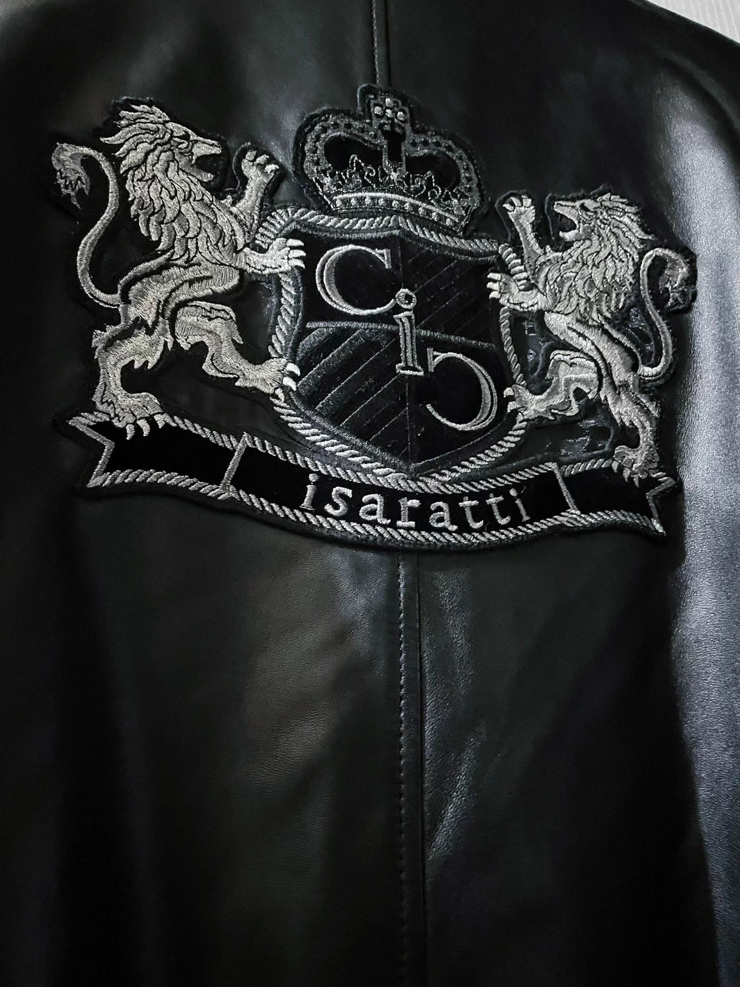 Other isaratti knit embroidery crown leather jacket Size US L / EU 52-54 / 3 - 6 Thumbnail