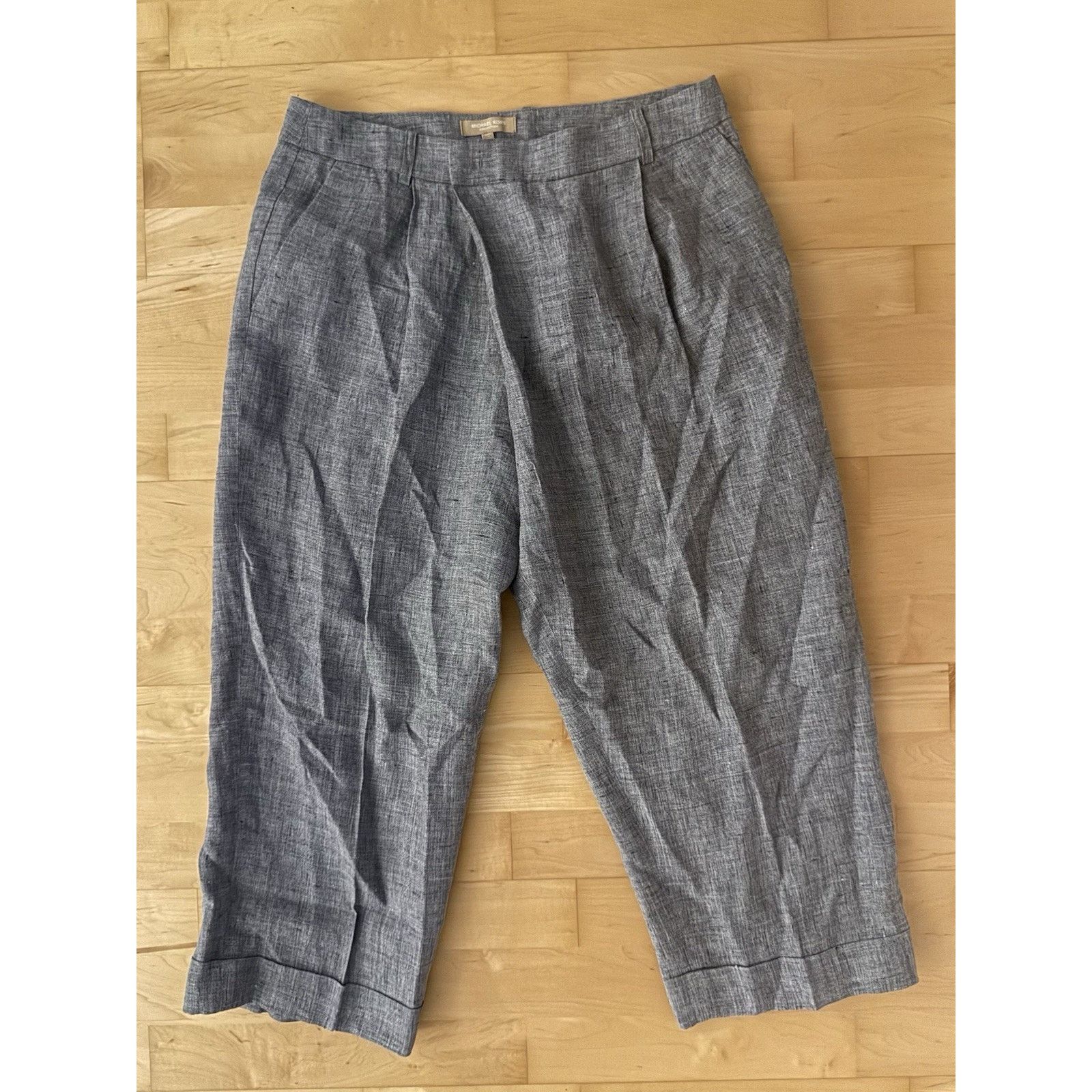 Michael Kors Michael Kors Collection Linen Cropped Trousers Pants Grey 8 Size 30" / US 8 / IT 44 - 3 Thumbnail