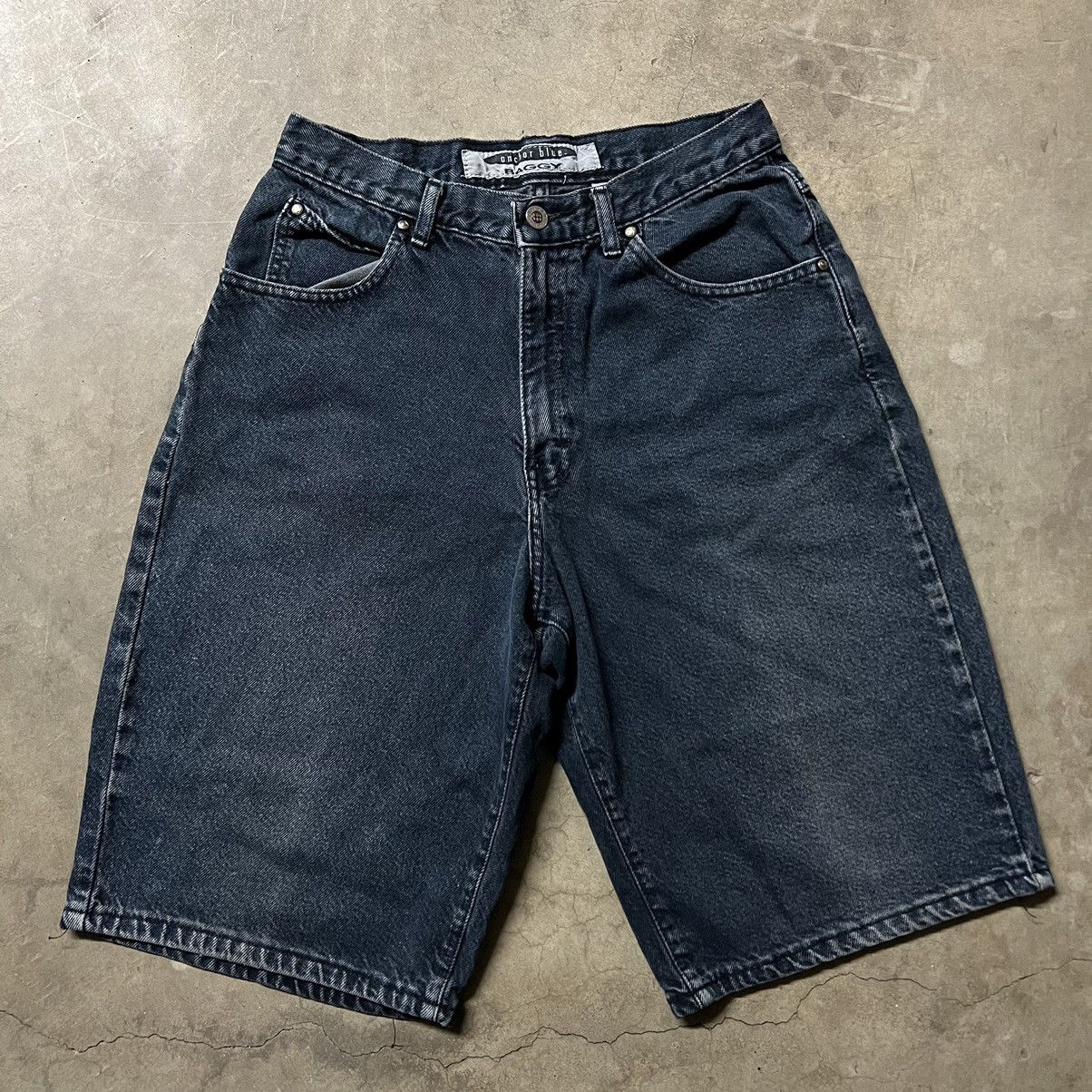 Vintage Y2K Anchor Blue BAGGY Faded Denim Shirts