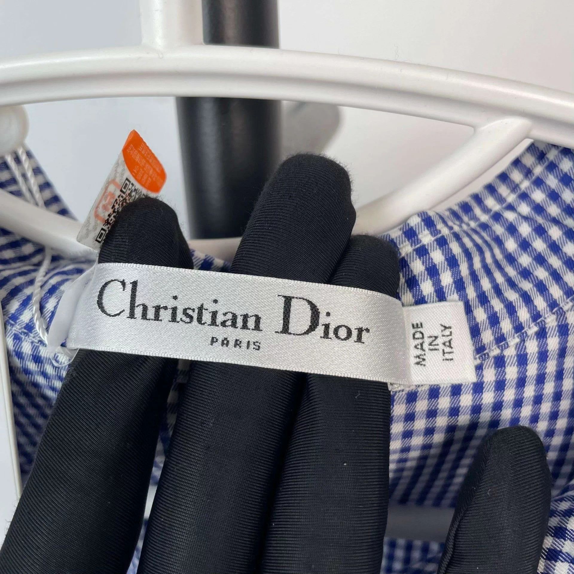 Dior DIOR Blue White Plaid Mid-Length Dress CD Logo Size 40 Size M / US 6-8 / IT 42-44 - 3 Thumbnail