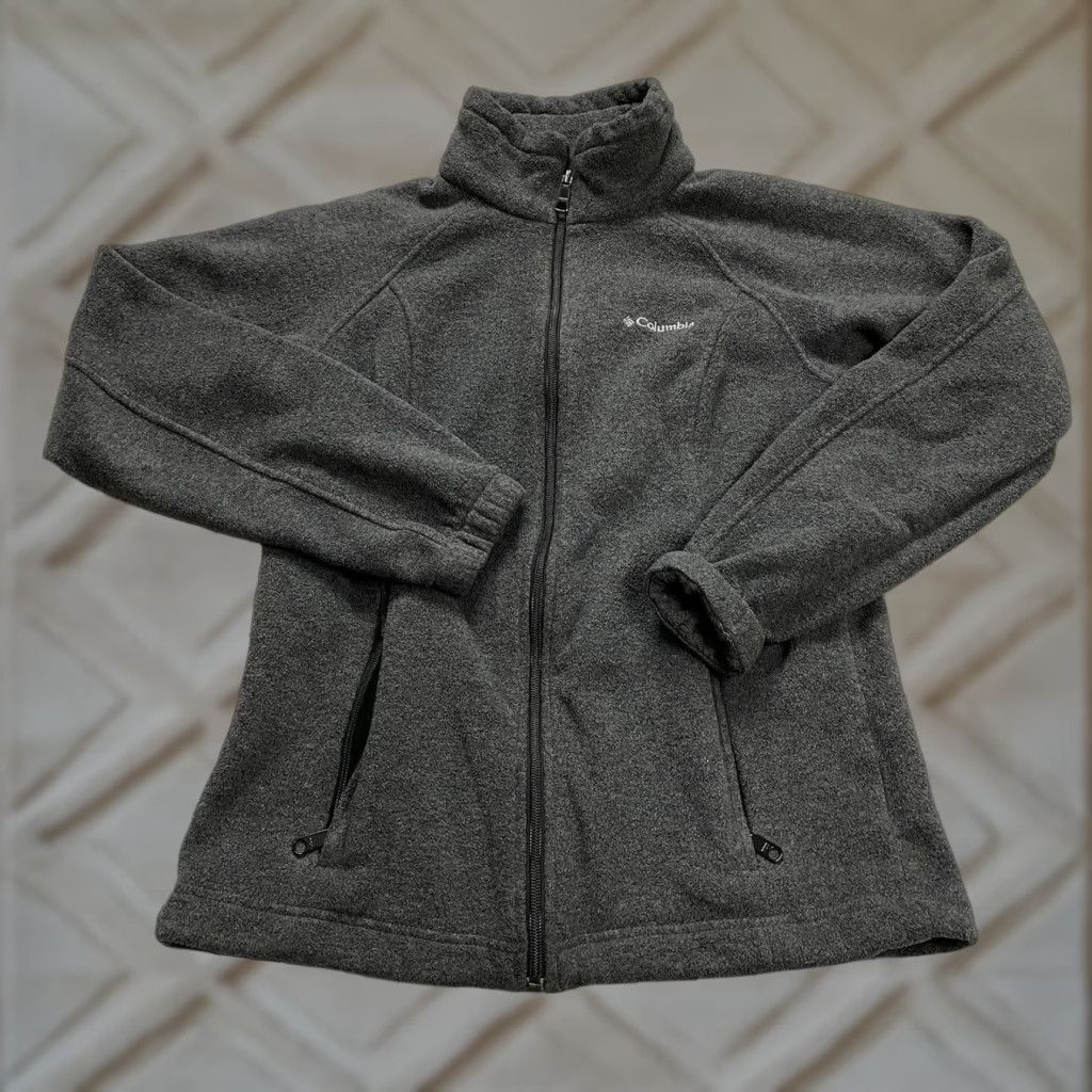 Vintage Columbia Benton Springs Jacket Women Small Gray Fleece Full Zip Pocket High Neck Size S / US 4 / IT 40 - 1 Thumbnail