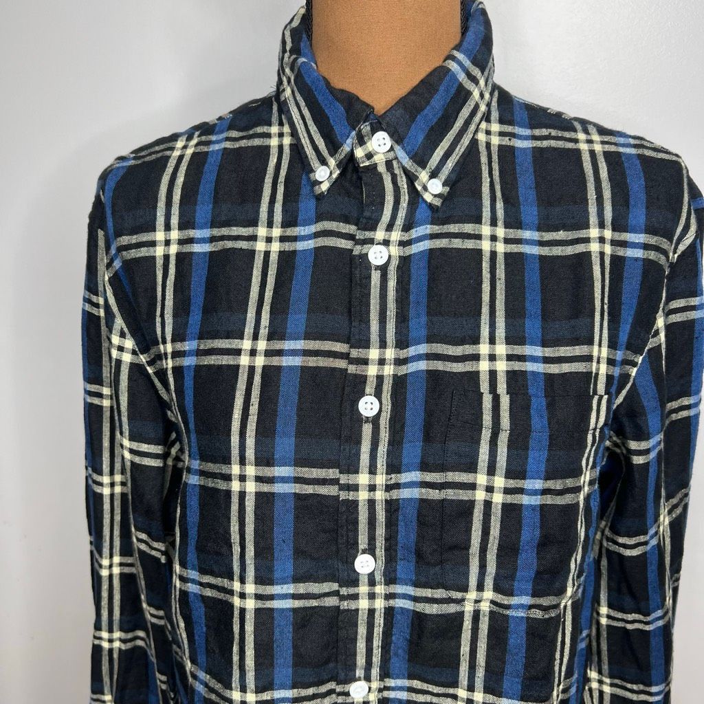 Club Monaco Club Monaco Black Multi Long Sleeve Plaid 100% Linen Button Up Shirt Mens Medium Size US M / EU 48-50 / 2 - 6 Thumbnail