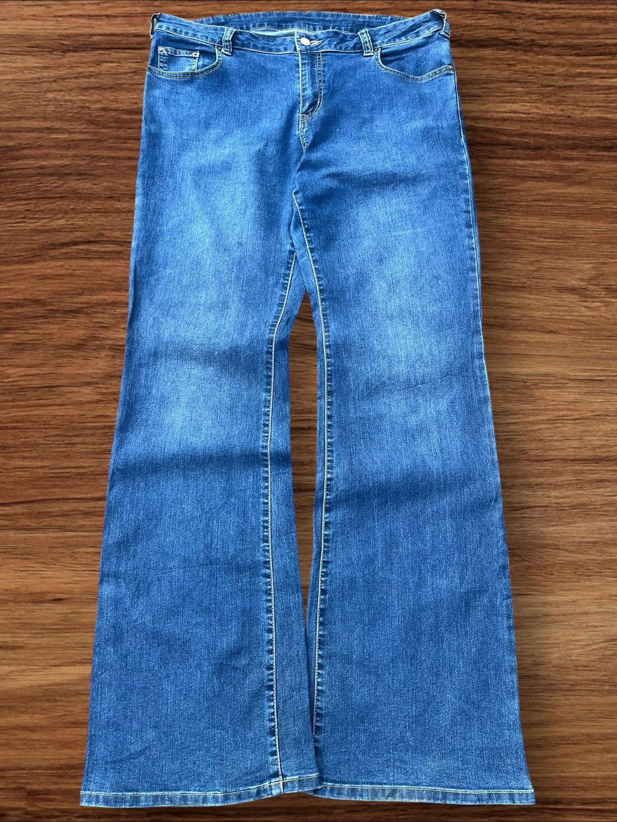 Vintage Y2K Japanese Brand Blue Washed Mid Rise Flare Jeans