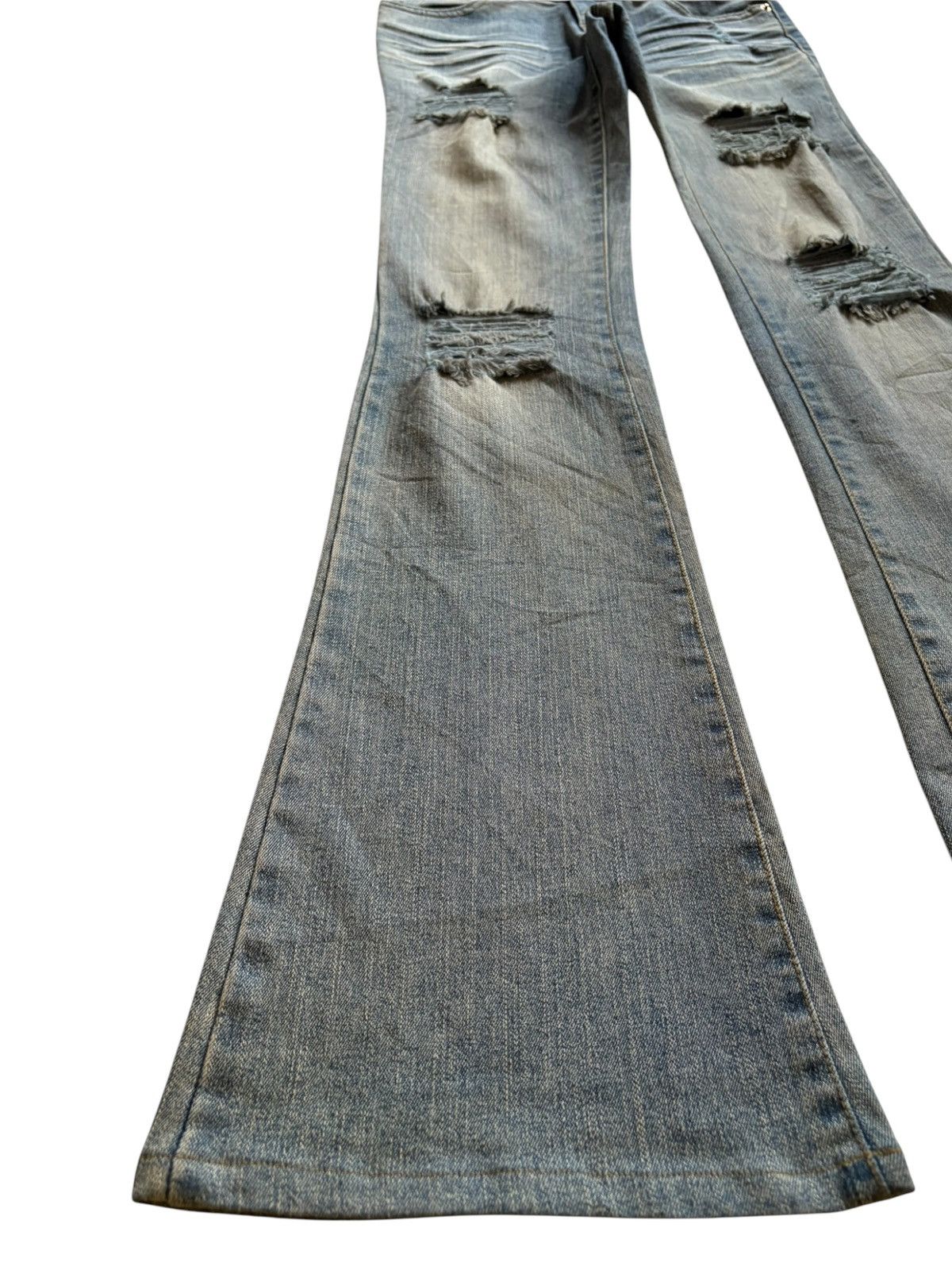 Japanese Brand Vintage Japanese Brand Mud Wash Distress Ripped Flare Jeans Size 26" / US 2 / IT 38 - 6 Thumbnail